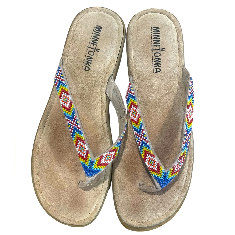 Women’s Minnetonka Native American Beaded Sandals Size 8 EUC - Picture 4 of 12